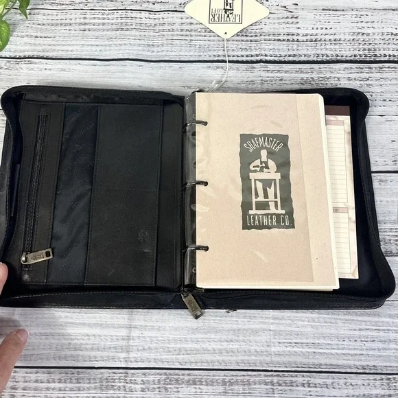 Vintage 1998 Shafmaster Amboldi Black Leather Office Day Planner Address Book - Picture 6 of 16